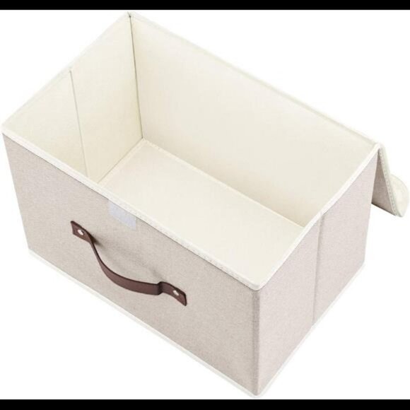 Foldable Storage Boxes with Lids 3 Pack - Beige - Picture 6 of 7